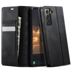 Caseme - CASEME 033 Mobilskal till Samsung Galaxy S22 5G RFID Blocker L&auml;der Svart