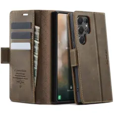 Caseme - CASEME 033 Mobilskal till Samsung Galaxy S25 Ultra RFID Blocker L&auml;der Kaffe