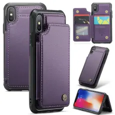 Caseme - CASEME C22 iPhone X/XS Fodral KonstL&auml;der RFID-Skydd- Lila