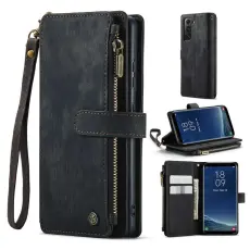 Caseme - CASEME Konstl&auml;der Pl&aring;nboksfodral f&ouml;r Samsung Galaxy S21 4G/5G - Svart