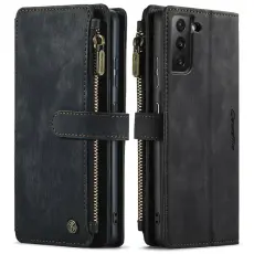 Caseme - CASEME C30 Pl&aring;nboksfodral f&ouml;r Samsung Galaxy S21 - Svart Konstl&auml;der