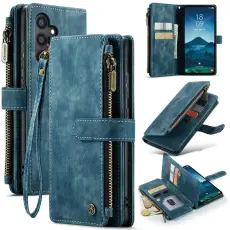 Caseme - CASEME Konstl&auml;der Pl&aring;nboksfodral f&ouml;r Samsung Galaxy S25 med rem - Bl&aring;