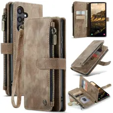 Caseme - CASEME Konstl&auml;der Pl&aring;nboksfodral f&ouml;r Samsung Galaxy S25 med Rem - Brun