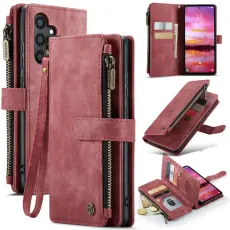 Caseme - CASEME Konstl&auml;der Pl&aring;nboksfodral f&ouml;r Samsung Galaxy S25 med Rem - R&ouml;d