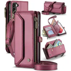 Caseme - CASEME Pl&aring;nboksfodral Konstl&auml;der f&ouml;r Samsung Galaxy S21 5G - Vinr&ouml;d