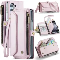 Caseme - CASEME C36 Läderfodral för Samsung Galaxy Z Fold5 - Rosa