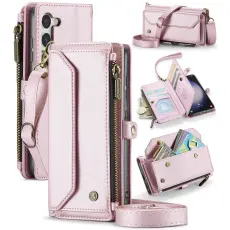 Caseme - CASEME Pl&aring;nboksfodral Konstl&auml;der till Samsung Galaxy S23+ - Rosa