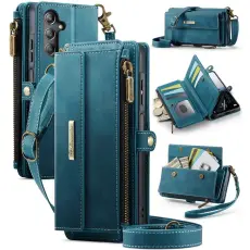 Caseme - CASEME Konstl&auml;der Pl&aring;nboksfodral f&ouml;r Samsung Galaxy A15 5G - Gr&ouml;n