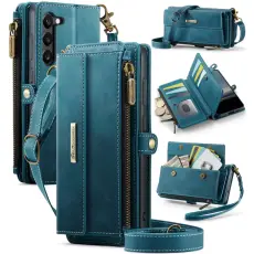 Caseme - CASEME Konstl&auml;der Pl&aring;nboksfodral f&ouml;r Samsung Galaxy S23+ med RFID-Skydd, Gr&ouml;n