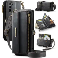 Caseme - CASEME Konstl&auml;der Pl&aring;nboksfodral till Samsung Galaxy S21 4G/5G - Svart