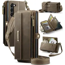 Caseme - CASEME Konstl&auml;der Pl&aring;nboksfodral till Samsung Galaxy S23+ med RFID-Skydd, Brun