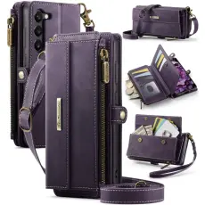 Caseme - CASEME Konstl&auml;der Pl&aring;nboksfodral till Samsung Galaxy S23 med RFID-Skydd, Lila