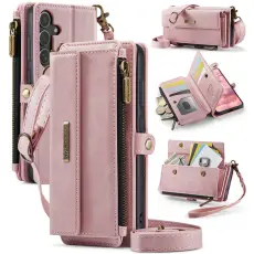 Caseme - CASEME Konstl&auml;der Pl&aring;nboksfodral till Samsung Galaxy S25 - RFID-Skydd, Rosa