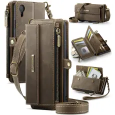 Caseme - CASEME iPhone XR Konstl&auml;der Pl&aring;nboksfodral med RFID-Skydd - Brun