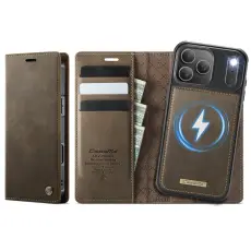 Caseme - CASEME C49 iPhone 17 Pro Max Skal MagSafe RFID L&auml;der Kaffe