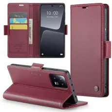Caseme - CASEME Xiaomi 13 Pl&aring;nboksfodral Konstl&auml;der RFID-Skydd R&ouml;d