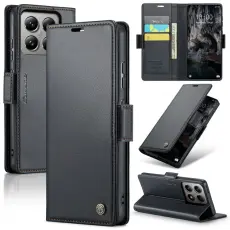 Caseme - CASEME Xiaomi 14T Pro Pl&aring;nboksfodral Konstl&auml;der RFID-Skydd 3 Kort Svart