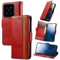 CASENEO - CASENEO Xiaomi 14T Pro Pl&aring;nboksfodral Konstl&auml;der St&auml;ll med RFID R&ouml;d