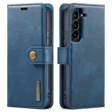 DG.MING - DG.MING Galaxy S23 Pl&aring;nboksfodral i &Auml;kta l&auml;der med St&auml;ll - Bl&aring;