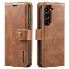 DG.MING - DG.MING Galaxy S23 Pl&aring;nboksfodral i &Auml;kta l&auml;der med St&auml;ll - Brun