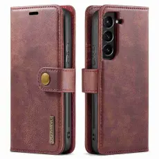 DG.MING - DG.MING Galaxy S23 Pl&aring;nboksfodral i &Auml;kta l&auml;der med st&auml;ll - R&ouml;d