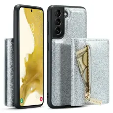 DG.MING - DG.MING M3 Series Konstl&auml;der Pl&aring;nboksfodral till Samsung Galaxy S22+ 5G Silver