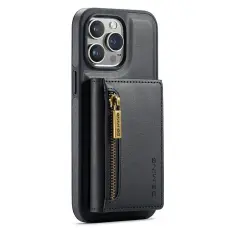 DG.MING - DG.MING iPhone 12/12 Pro Konstl&auml;der Pl&aring;nboksfodral Tri-fold Svart