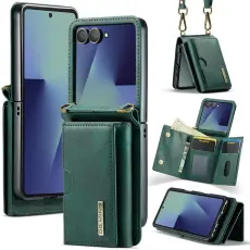 DG.MING - DG.MING M6 Series Konstl&auml;der Pl&aring;nboksfodral f&ouml;r Samsung Galaxy Z Flip7 5G - Gr&ouml;n
