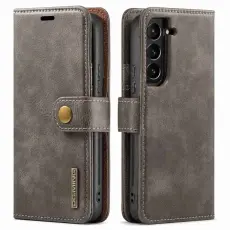 DG.MING - DG.MING Samsung Galaxy S23 Pl&aring;nboksfodral i &Auml;kta l&auml;der - Gr&aring;