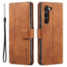 DG.MING - DG.MING Samsung Galaxy S23 Retro Pl&aring;nboksfodral Konstl&auml;der - Brun