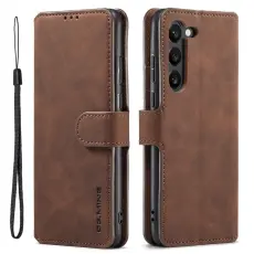 DG.MING - DG.MING Samsung Galaxy S23 Retro Pl&aring;nboksfodral Konstl&auml;der - Brun