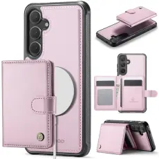 JEEHOOD - JEEHOOD J09 Fodral till Samsung Galaxy S24 RFID L&auml;der Rosa