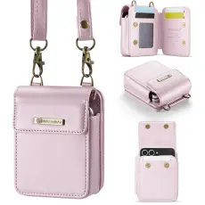 OEM - Samsung Galaxy Z Flip7 FE 5G Pl&aring;nboksfodral Konstl&auml;der RFID-Skydd - Rosa