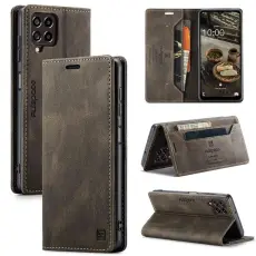 AUTSPACE - AUTSPACE A01 Fodral f&ouml;r Samsung Galaxy M53 5G - KonstL&auml;der - Brun