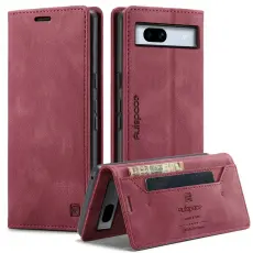 AUTSPACE - AUTSPACE Google Pixel 7a Wallet Fodral KonstL&auml;der - R&ouml;d