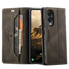 AUTSPACE - AUTSPACE Samsung Galaxy S25 Edge Wallet Fodral KonstL&auml;der - Kaffe