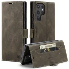 AUTSPACE - AUTSPACE Samsung Galaxy S25 Ultra Wallet Fodral KonstL&auml;der - Kaffe