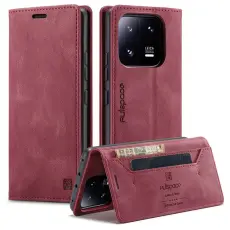 AUTSPACE - AUTSPACE Xiaomi 13 Pro 5G Wallet Fodral KonstL&auml;der - R&ouml;d