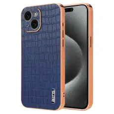 AZNS - AZNS iPhone 15 Plus Fodral KonstL&auml;der Kroko - Bl&aring;