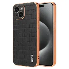 AZNS - AZNS iPhone 15 Plus Fodral KonstL&auml;der Kroko - Svart