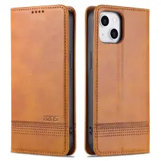 AZNS - AZNS iPhone 15 Plus Pl&aring;nboksfodral i Konstl&auml;der - Brun - St&auml;llfunktion