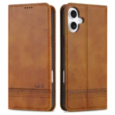 AZNS - AZNS iPhone 16 Pl&aring;nboksfodral Konstl&auml;der - Brun