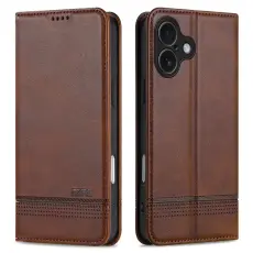 AZNS - AZNS iPhone 17 Pl&aring;nboksfodral Konstl&auml;der - Brun