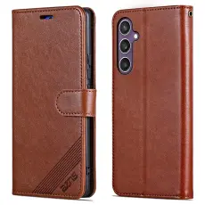 AZNS - AZNS Samsung Galaxy S25 Pl&aring;nboksfodral Anti-Scratch Konstl&auml;der - Brun