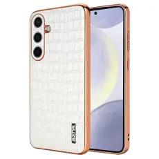 AZNS - AZNS Samsung Galaxy S25 Fodral Electroplating Krokodil PU+TPU - Vit