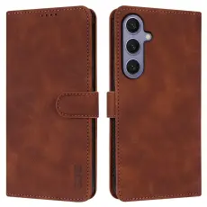 AZNS - AZNS Samsung Galaxy S25 Pl&aring;nboksfodral Konstl&auml;der - Brun