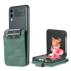 AZNS - AZNS Samsung Galaxy Z Flip3 5G Skal - PU L&auml;der - Gr&ouml;n