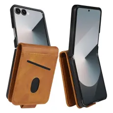 AZNS - AZNS Samsung Galaxy Z Flip7 Fodral Card Holder KonstL&auml;der - Brun