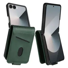 AZNS - AZNS Samsung Galaxy Z Flip7 Fodral Card Holder KonstL&auml;der - Gr&ouml;n