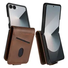AZNS - AZNS Samsung Galaxy Z Flip7 Fodral Card Holder KonstL&auml;der - Brun